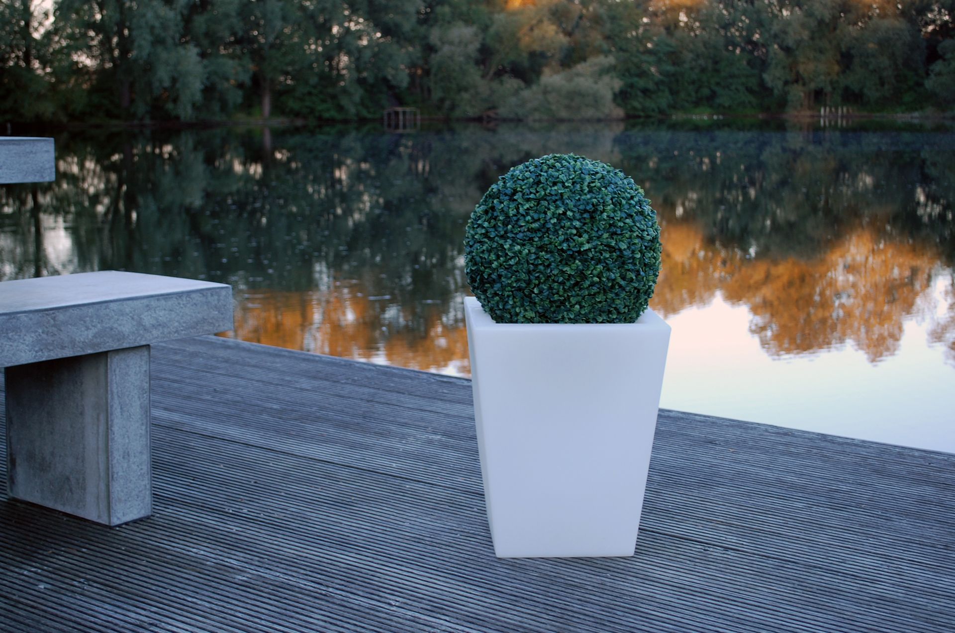 Pflanzkübel Blumenkübel "Classic" Kunststoff beleuchtet, 44 cm, Weiß | eBay