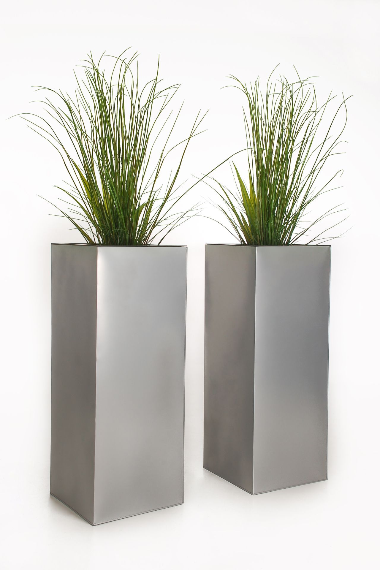 2er Set Zink Blumenkübel Pflanzkübel Pflanzgefäße "Block" 100cm Silber