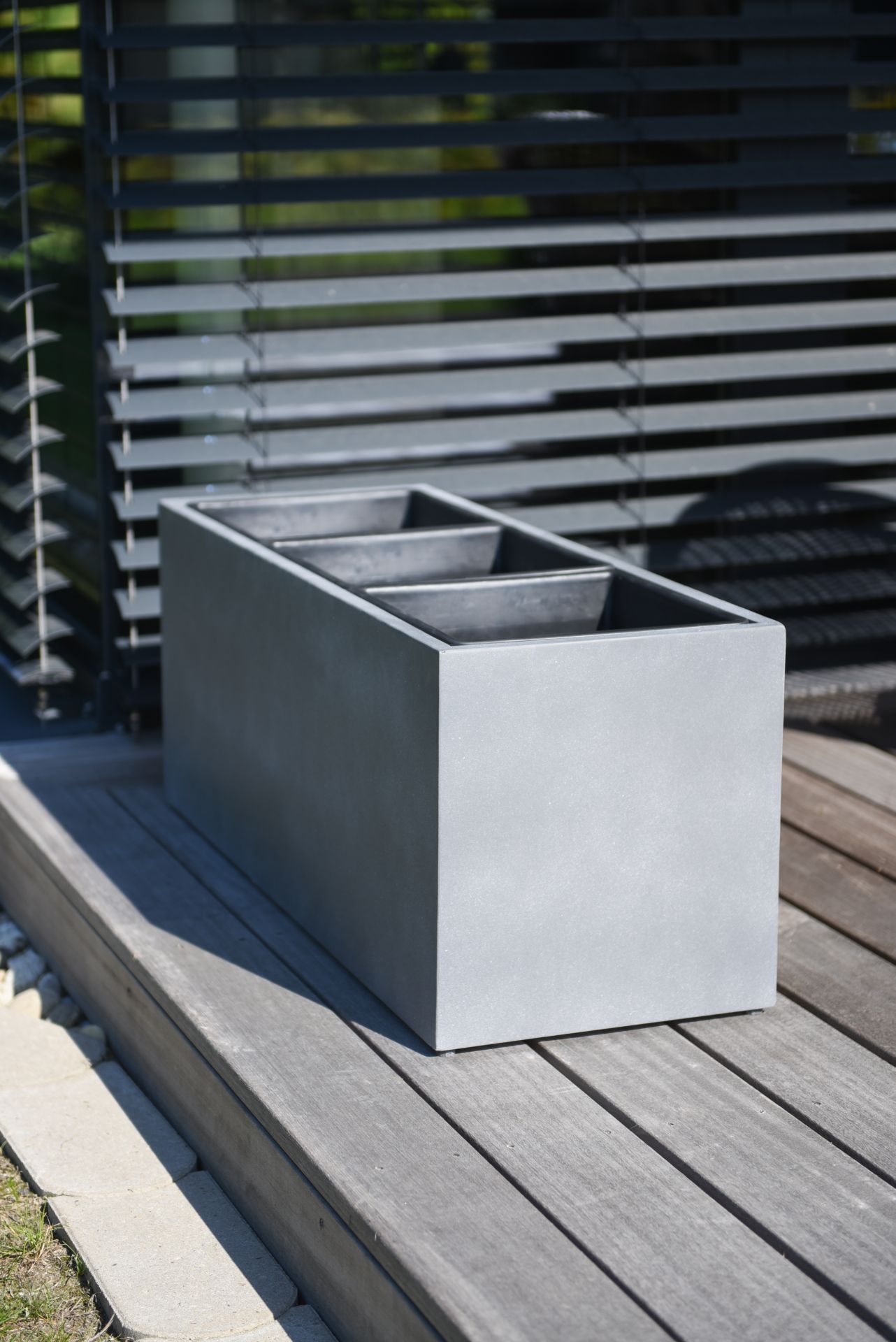 Pflanzkübel Blumenkasten Fiberzement "Mikano" 34x102x37 cm, Grau in