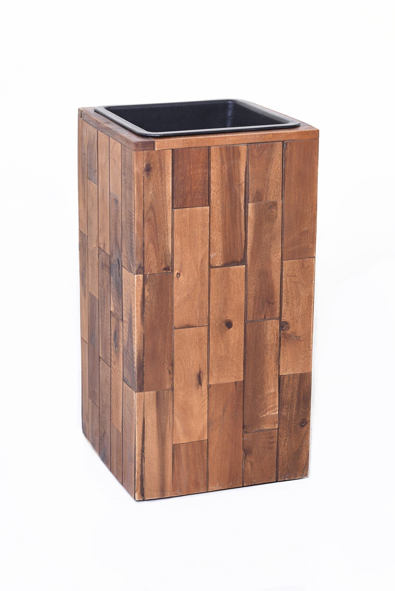 Pflanzkübel Blumenkübel "Block" Säule aus Holz Akazie 45 cm hoch, Braun