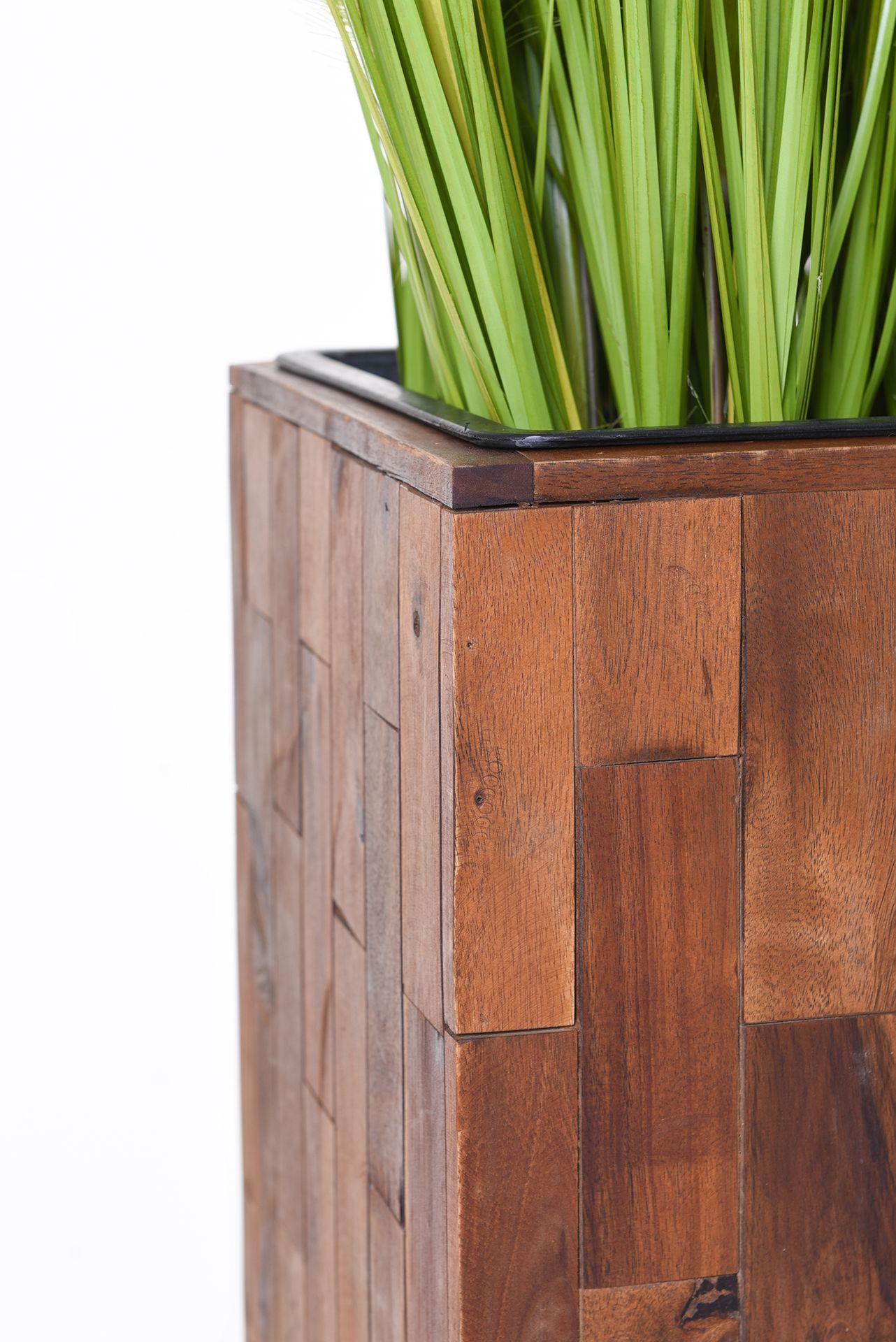 Pflanzkübel Blumenkübel "Block" Säule aus Holz Akazie 74 cm hoch, Braun