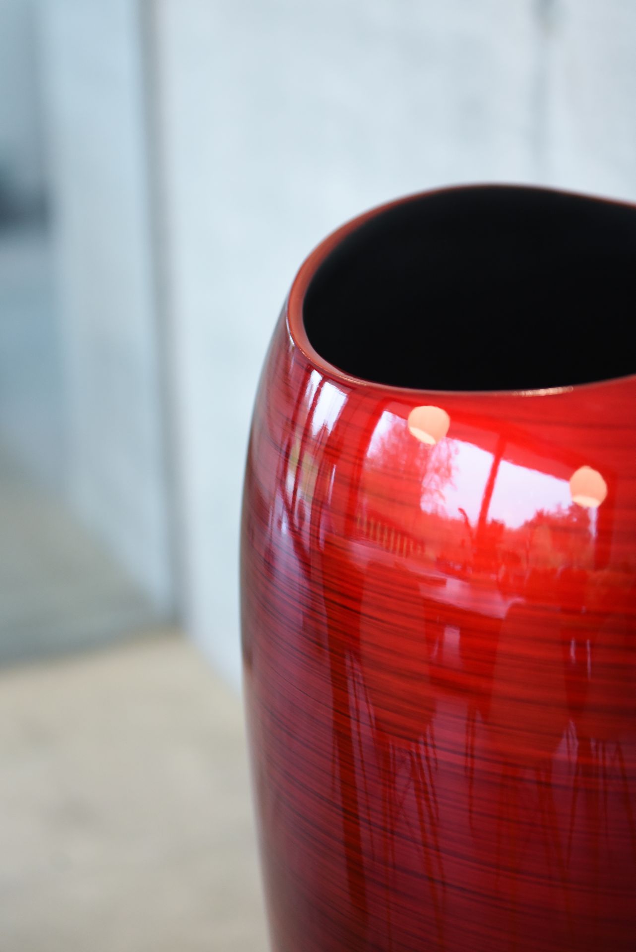 Pflanzkübel Pflanzgefäß Bodenvase exklusiv "Deluxe" 81 cm Rot Schwarz