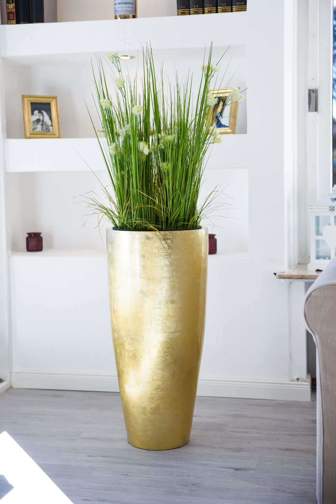 Exklusiver Pflanzkübel "City" aus Fiberglas 80 cm, Gold Hochglanz | eBay