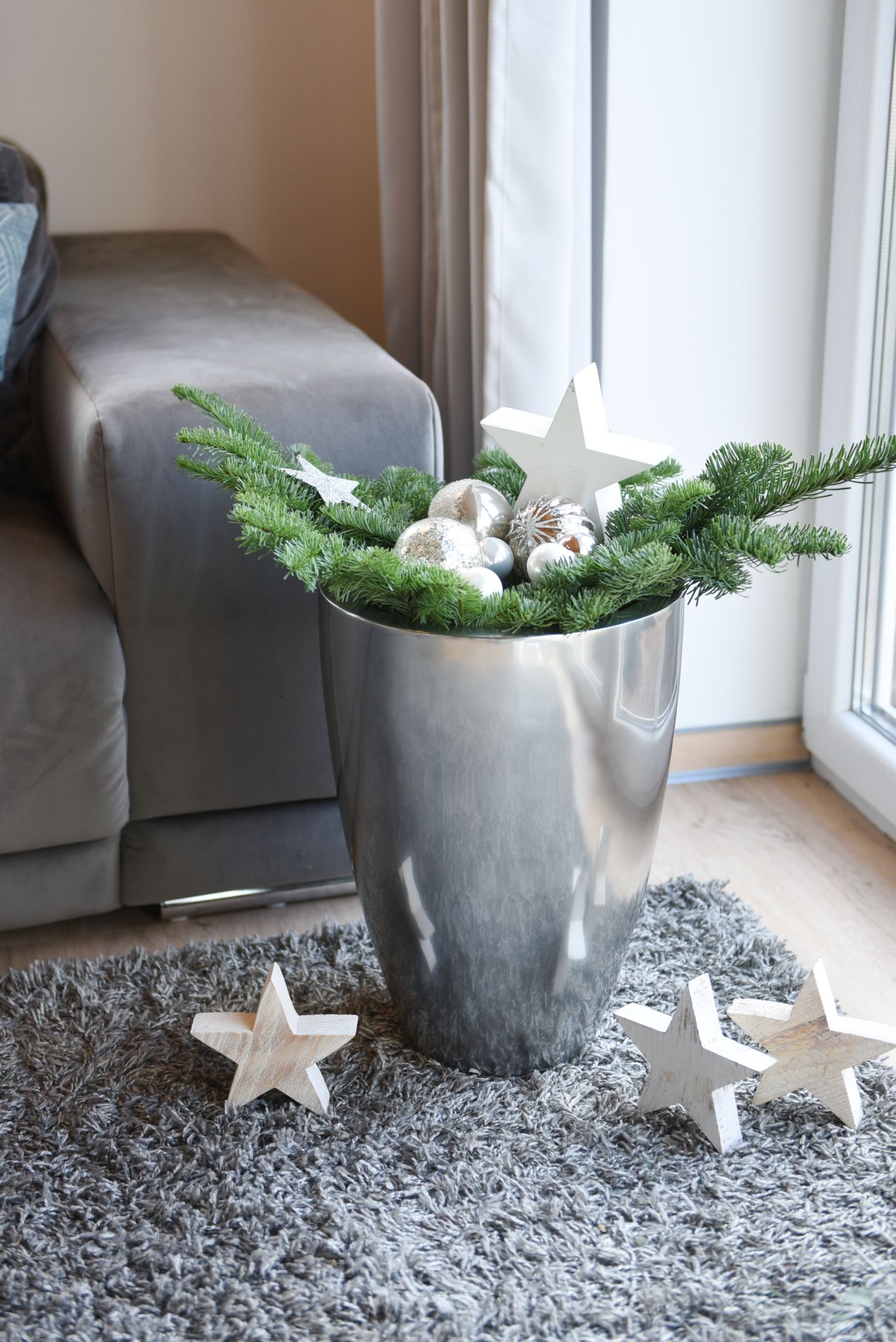 Pflanzkübel Blumenkübel Topf exklusiv Fiberglas OPALA 44 cm Silber