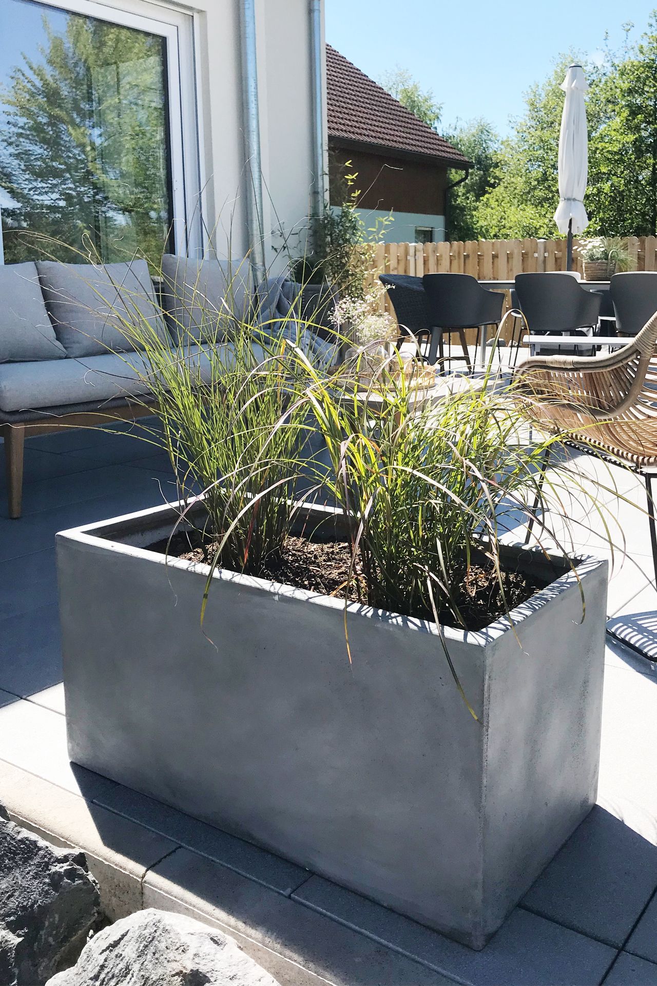 Pflanzkübel Blumenkübel "Maxi" 80 aus Fiberglas, Beton-Design, Grau | eBay