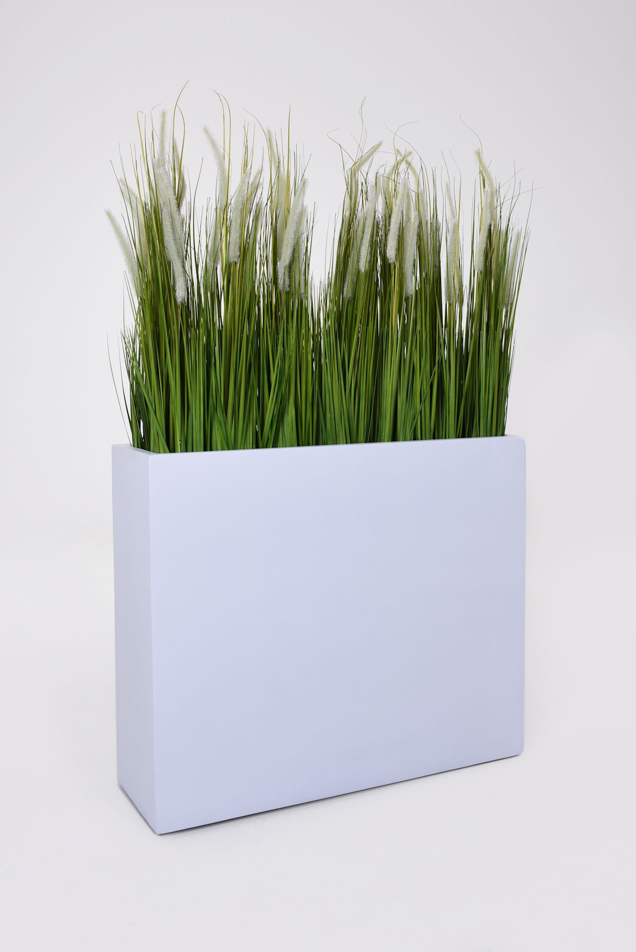 Pflanzkübel Raumteiler auf Rollen aus Fiberglas "Elemento", Weiß Matt