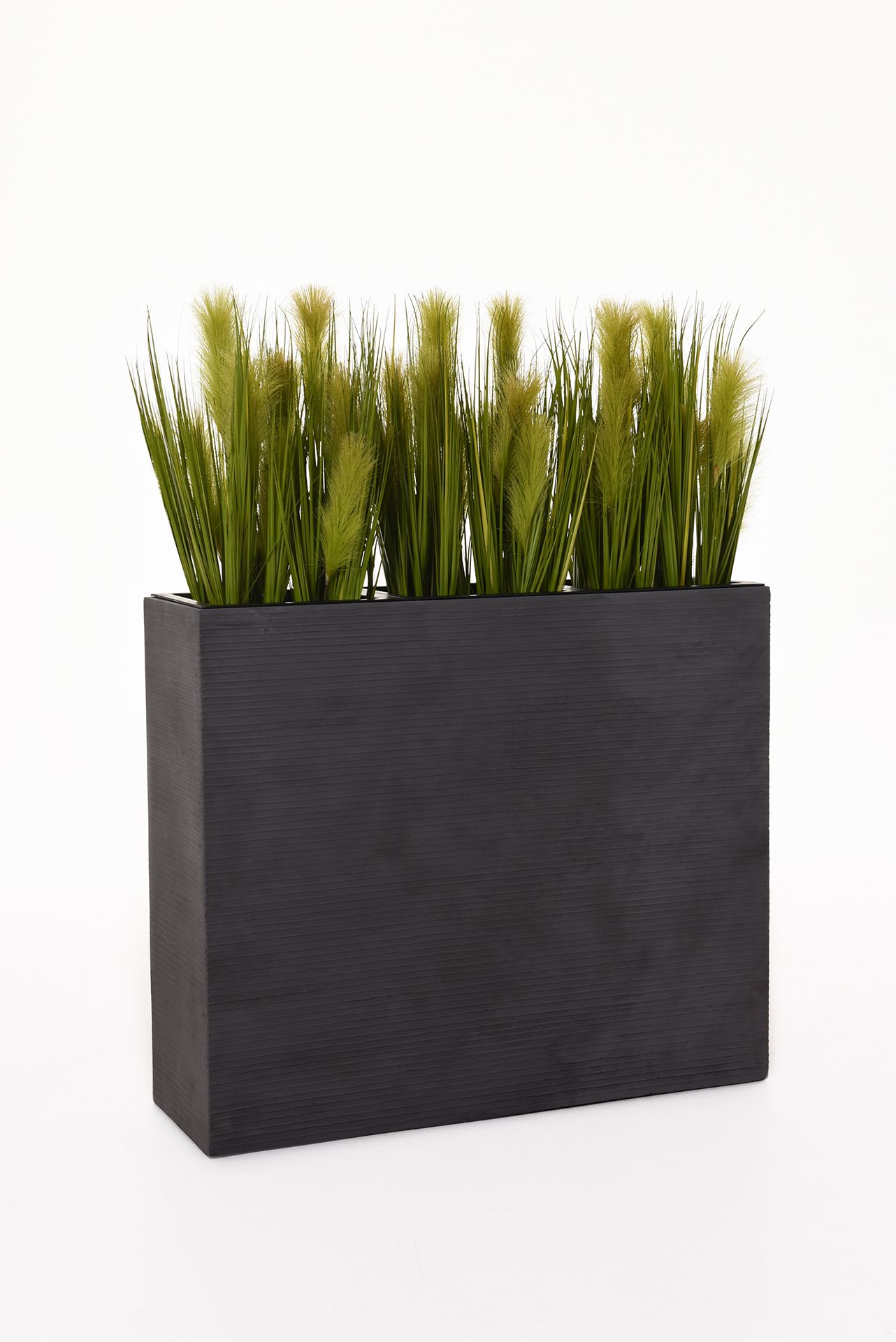 Pflanzkübel Raumteiler aus Fiberglas "Elemento" 88 cm, Grau gestreift