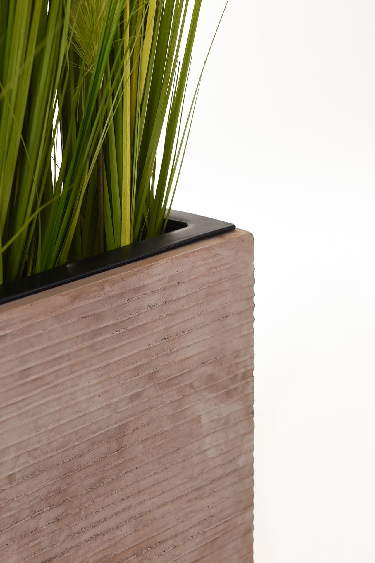 Pflanzkübel Raumteiler aus Fiberglas "Elemento" 88 cm, Beige gestreift