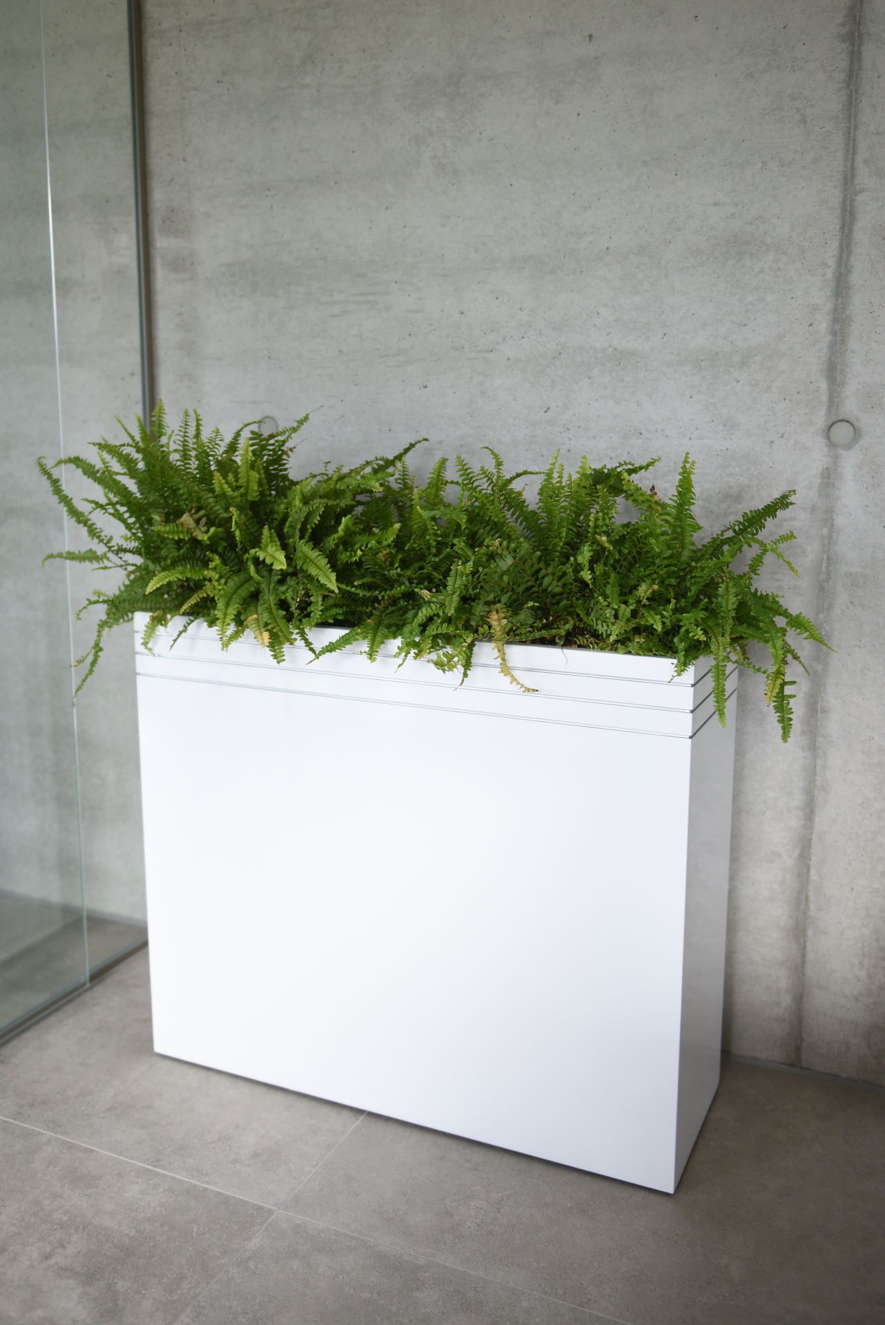 Pflanzkübel Raumteiler exklusiv Fiberglas "Elemento" Weiß Hochglanz