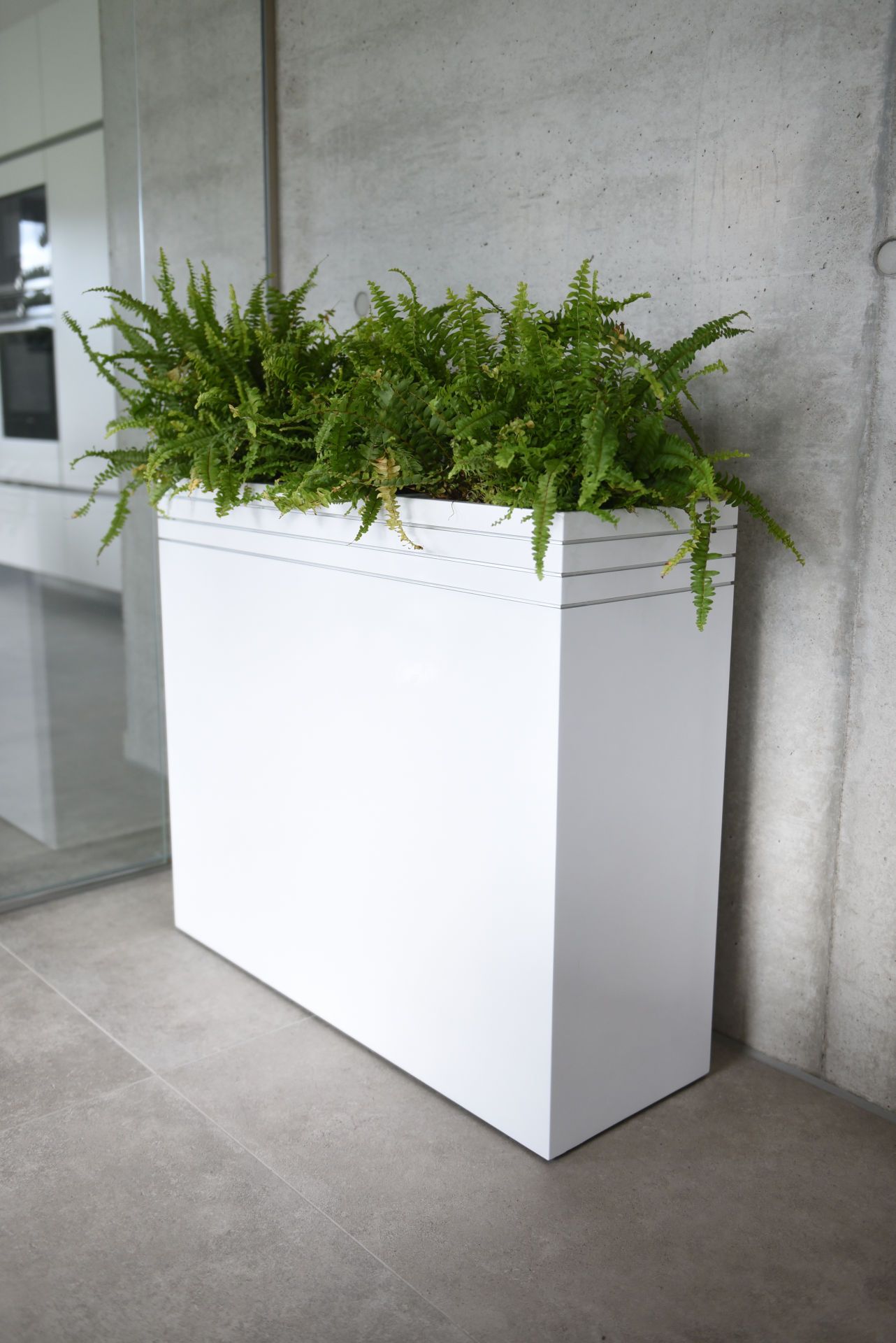 2er Set Pflanzkübel Raumteiler exklusiv "Elemento" Weiß Hochglanz