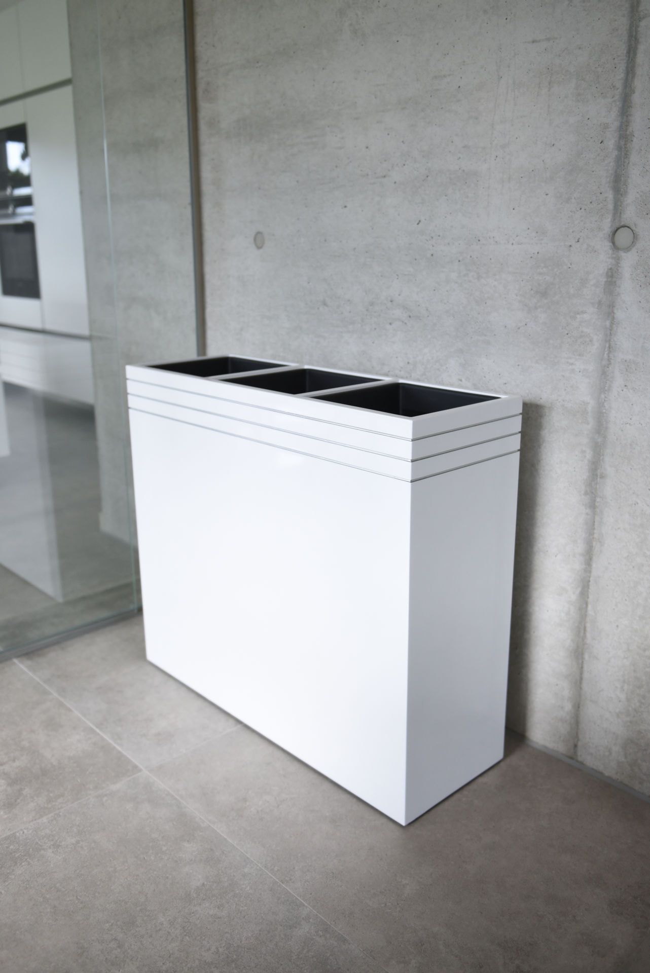 2er Set Pflanzkübel Raumteiler exklusiv "Elemento" Weiß Hochglanz