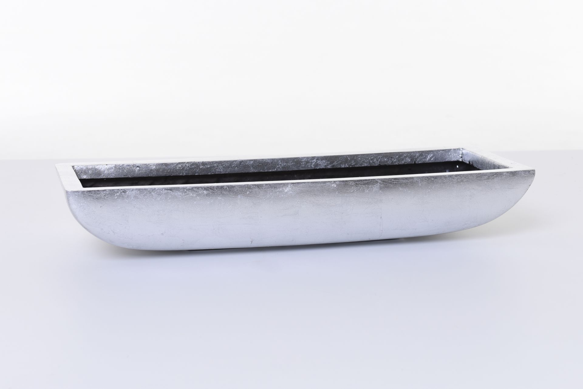 Pflanzschale Blumenschale Dekoschale aus Fiberglas Zoey 49 cm Silber Hochglanz