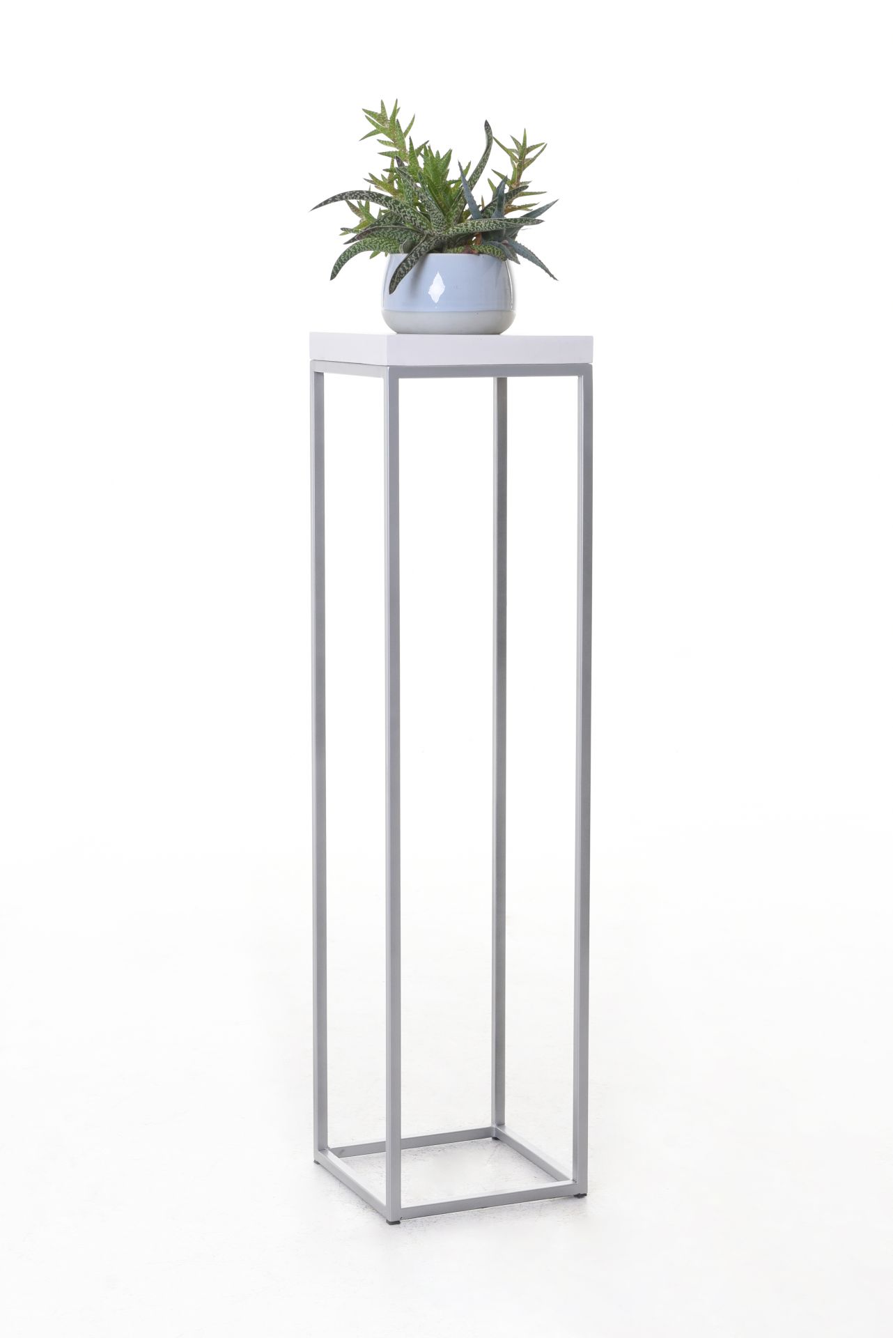 Podest Säule Deko Blumensäule Dekosäule Sandstein Weiß / Silber