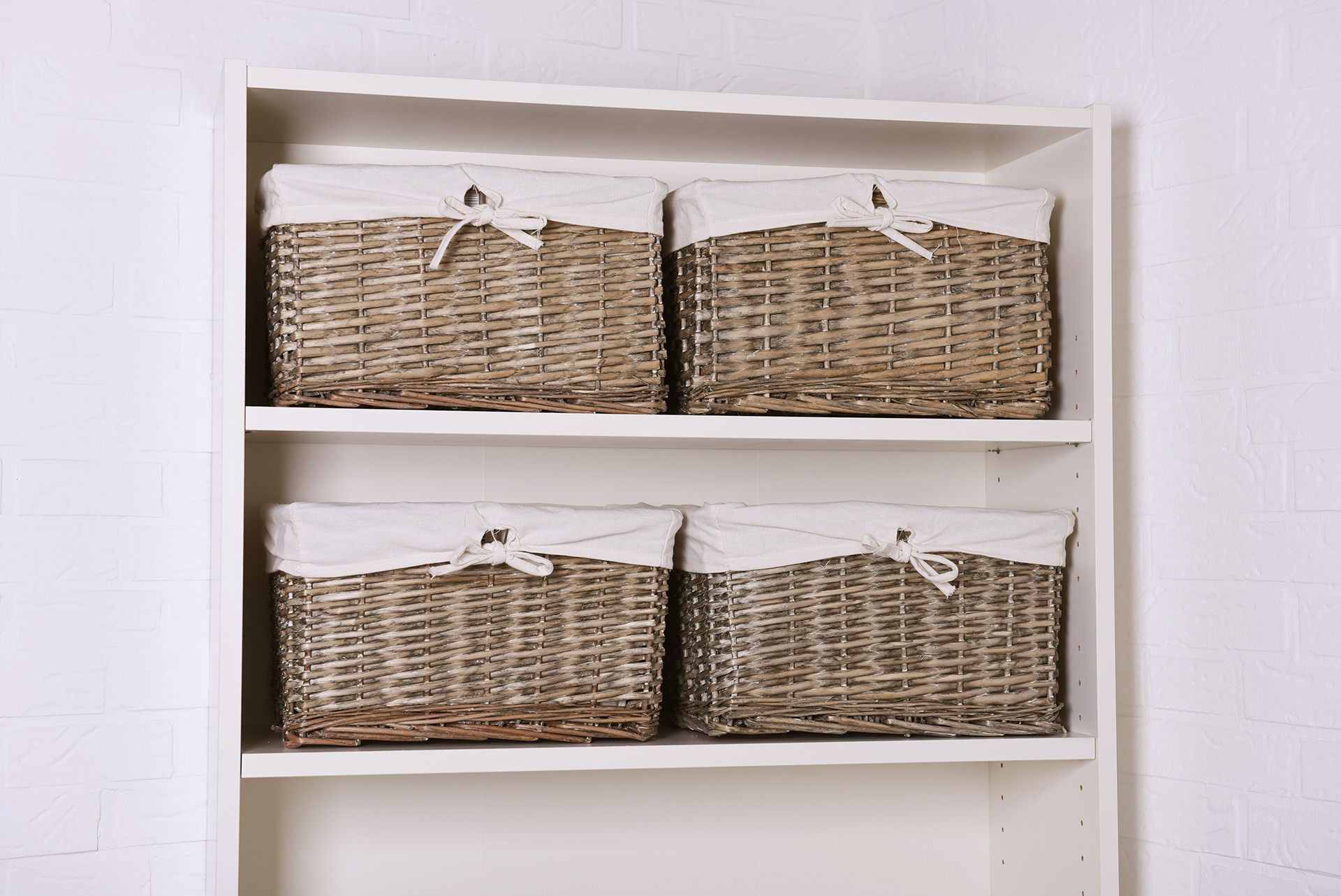 4er Set Regalkorb Schrankkorb aus Weide für Billy "Basko", 36 cm, Grau