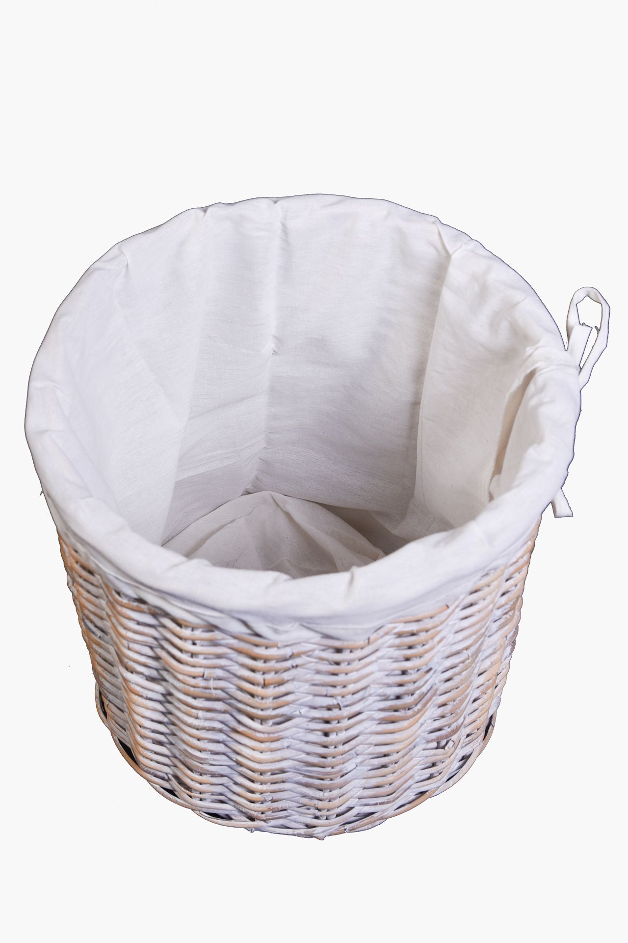 runder Wäschekorb Wäschebox Korb "Tellu" Rattan 45 cm hoch, Shabby Weiß