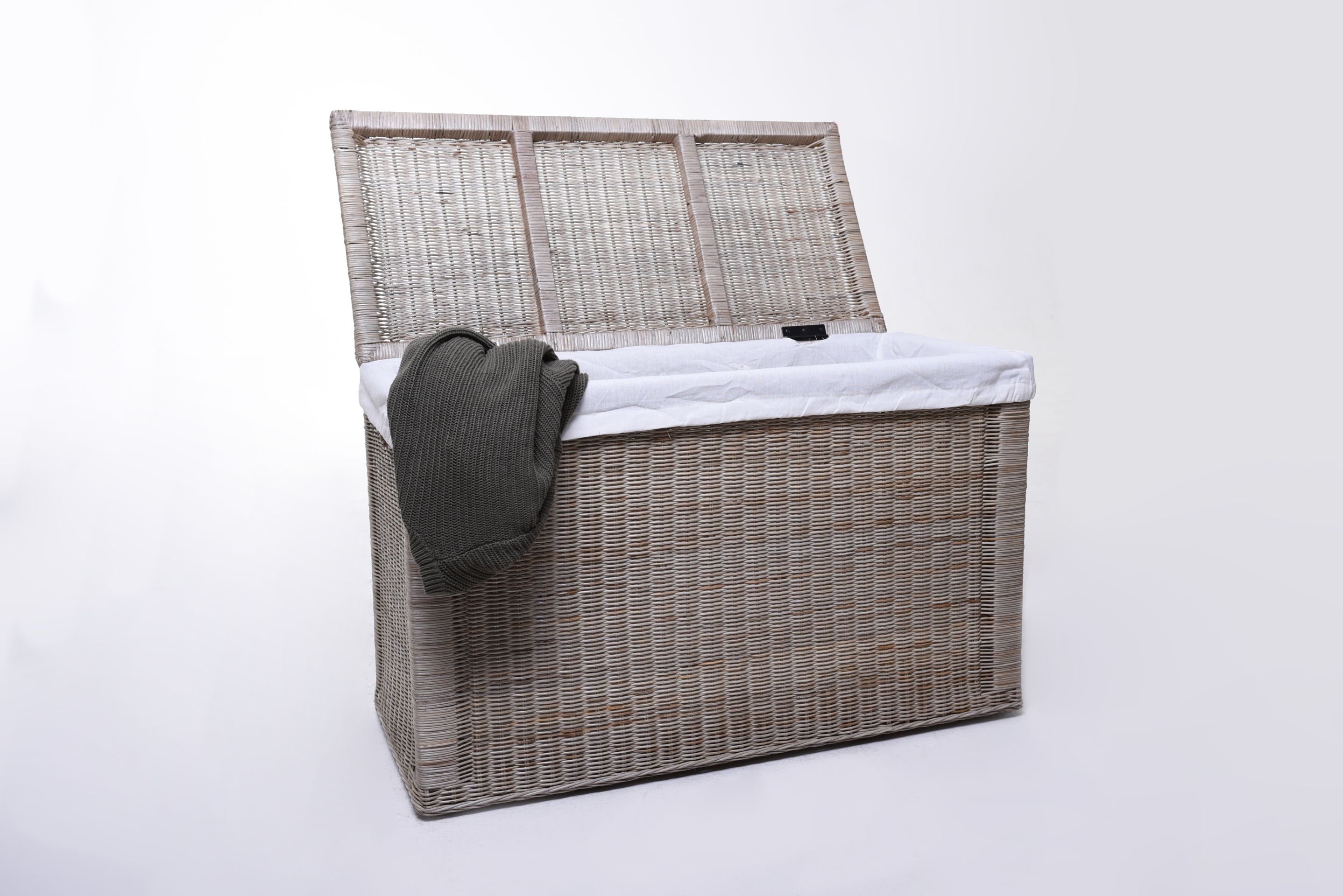 Wäschekorb Wäschesortierer Wäschetruhe Wäschebox Weide "Divide", Grau