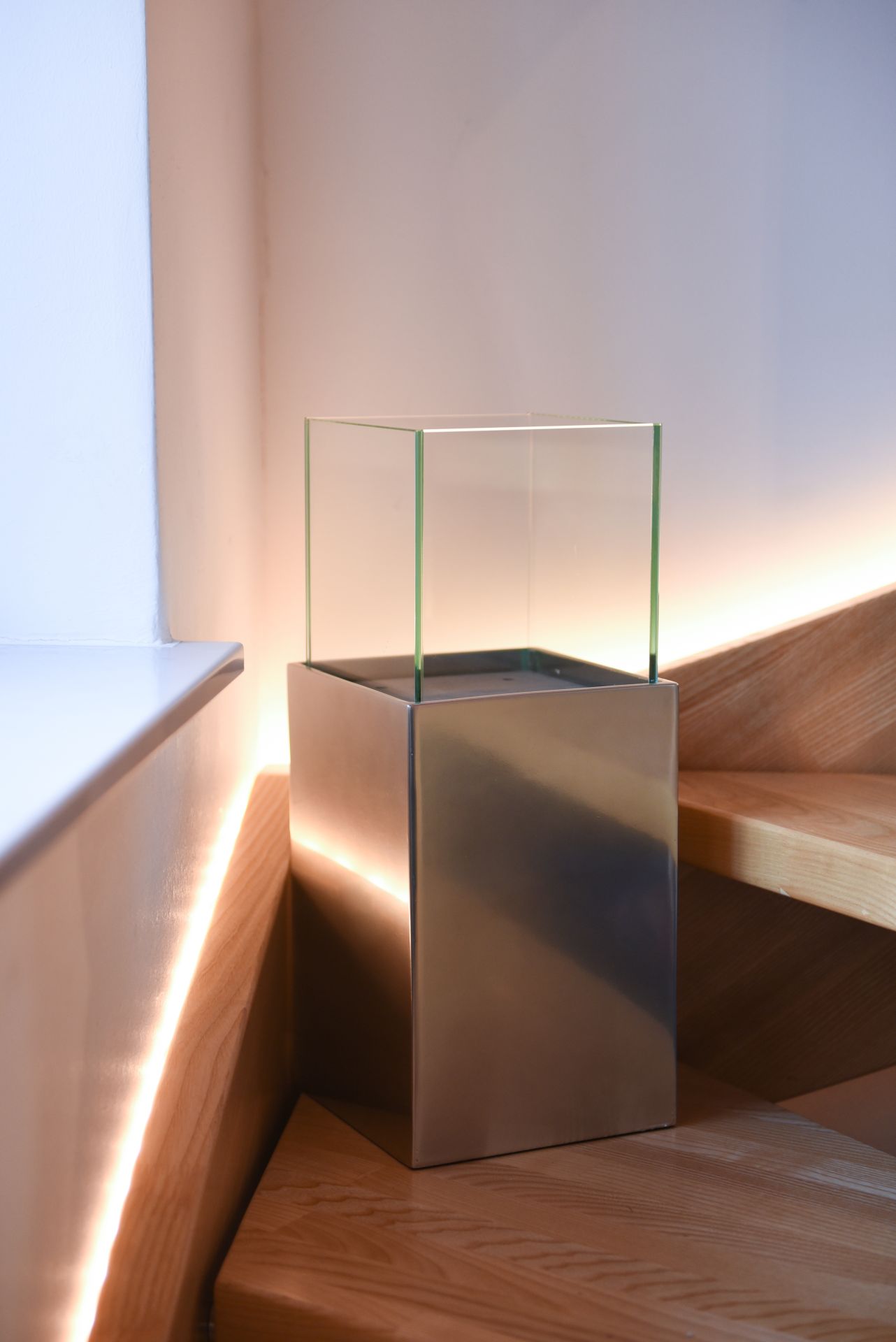 Deko-Windlicht Kerzenhalter Viereckig CANDELITA 45 cm hoch, Silber