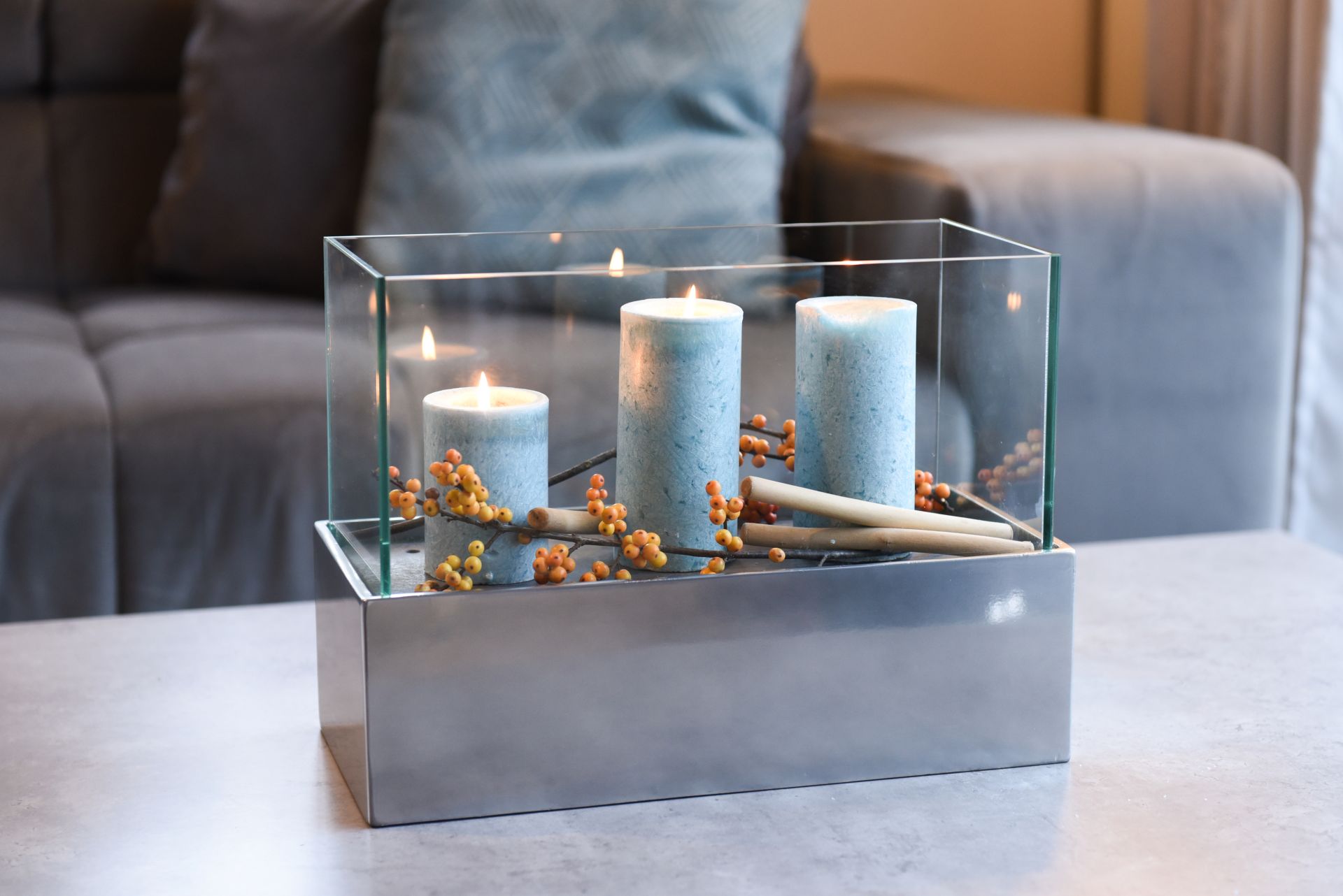 Deko-Windlicht Kerzenhalter Laterne Rechteckig CANDELITO 50 cm, Silber