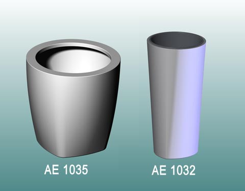 zwei Entwürfe für runde Blumenkübel: AE1035 und AE1032