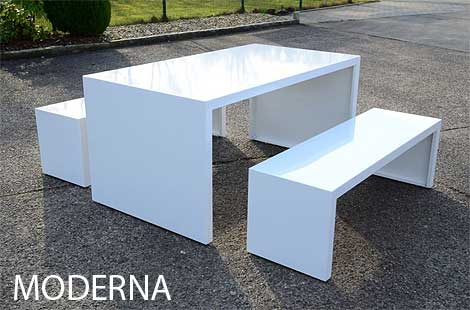 Sitzgruppe MODERNA Edelstahl weiss