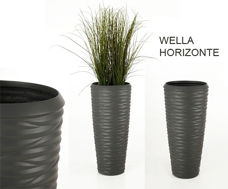 Blumenkübel WELLA HORIZONTE aus Fiberglas, grau