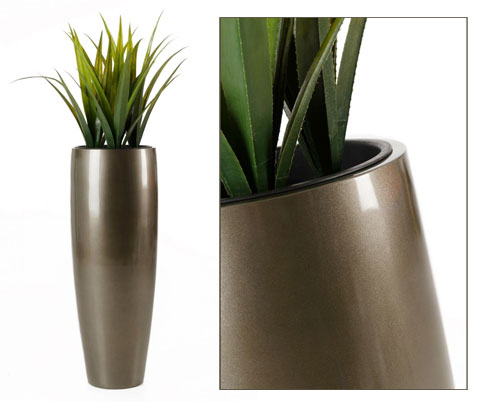 Pflanzkübel SKALA aus Fiberglas, anthrazit, Hochglanz